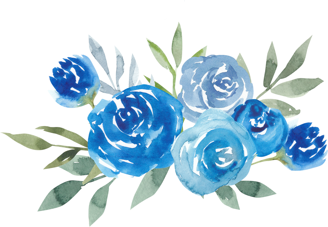 Blue roses clipart, watercolor blue flowers clipart, bright blue floral arrangement, wedding invitation